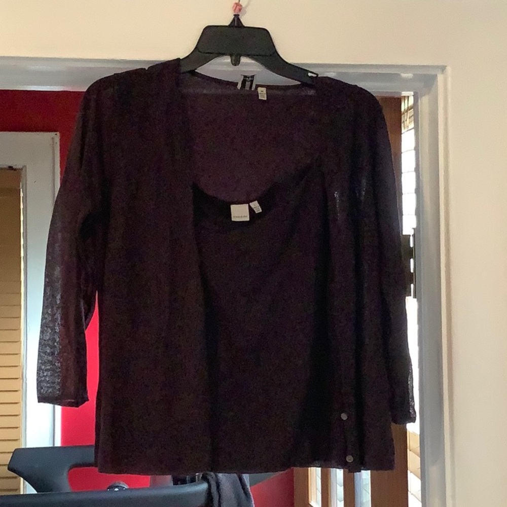 Purple Sheer Cardigan and Tank Set